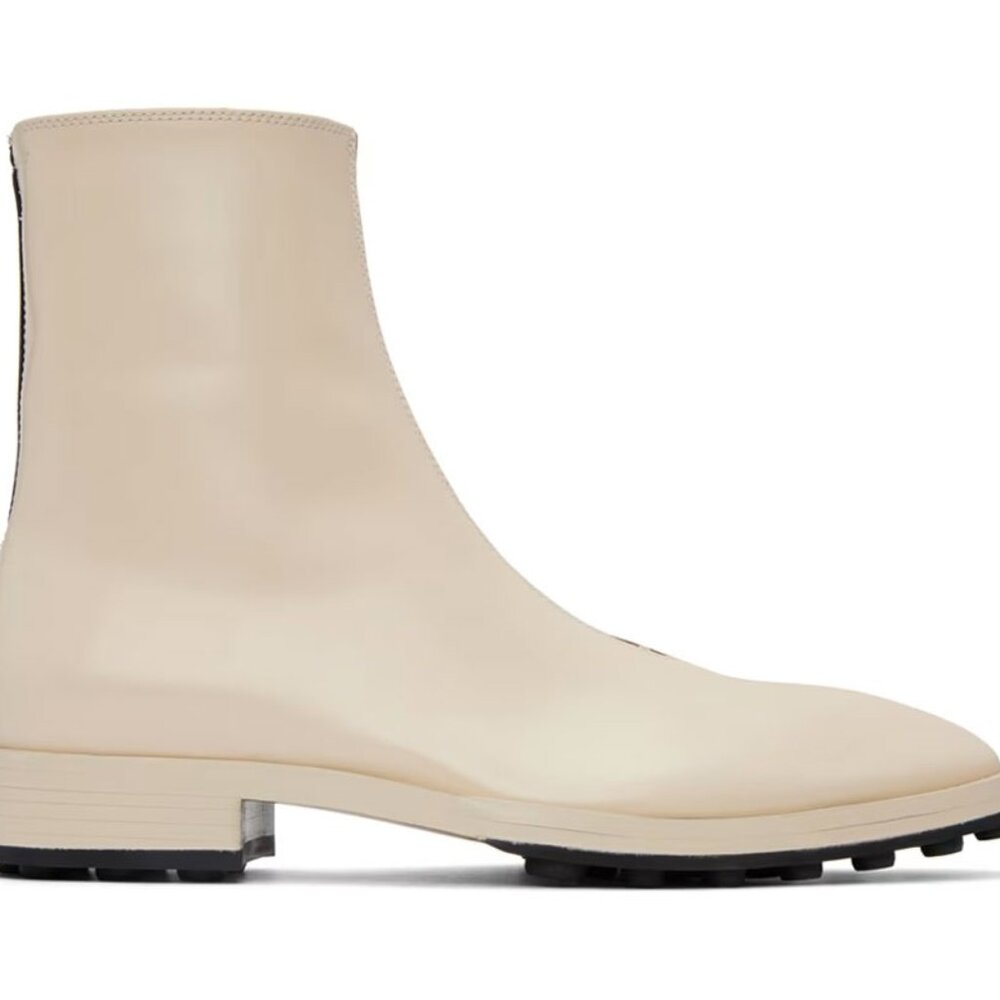 Jil Sander Off-White Leather Ankle Boots
